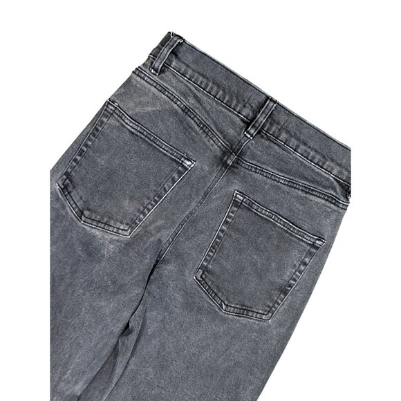 Ardene Raw Hem‎ High Rise Baggy Jeans in Faded Black Distressed Wash Size 3 - Picture 5 of 6